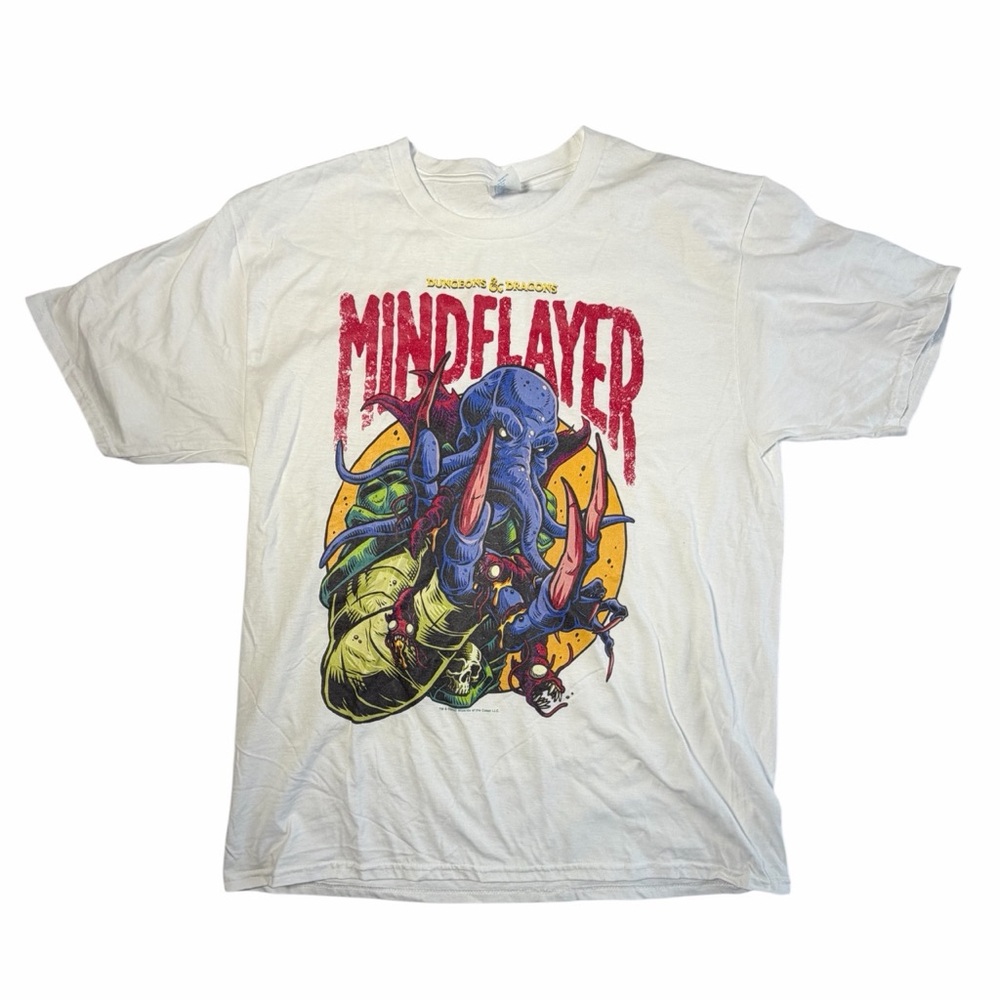 Dungeons & Dragons Mind Flayer Men's White Vintage T-Shirt Size Large